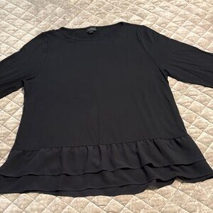 J. Jill Elegant Black Blouse with Ruffle Detail